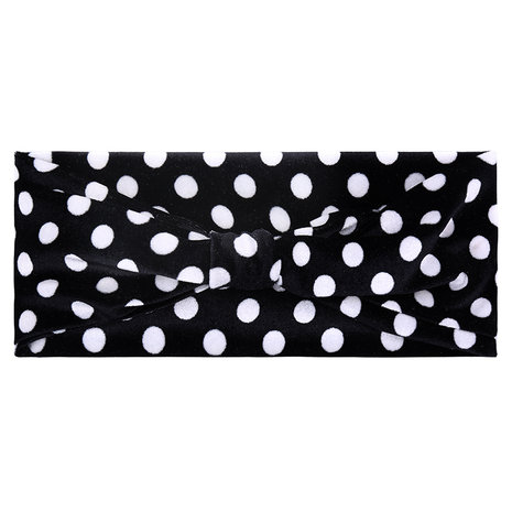 Haarband Velvet Dots|Zwart wit stippen|Knot|Fluweel
