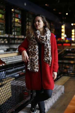 Lange dames sjaal Spotted|Zwart beige bruin|Extra zacht|Luipaardprint