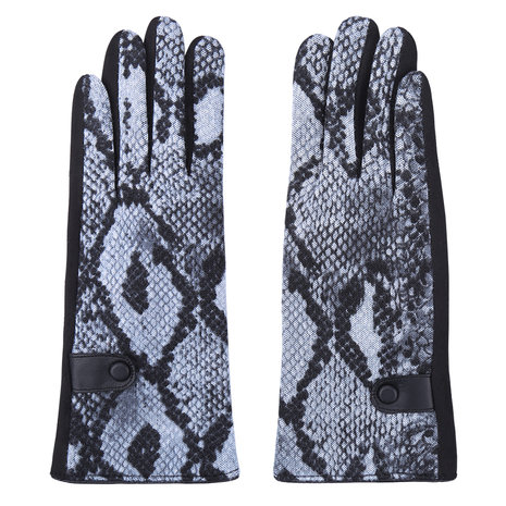 Scarfz handschoenen snake bruin slangenprint blauw