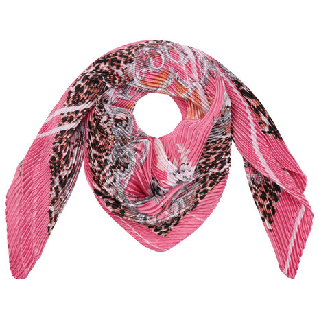 Scarfz vierkante zijdezachte satijn sjaal Summer is Here pink roze silk shawl