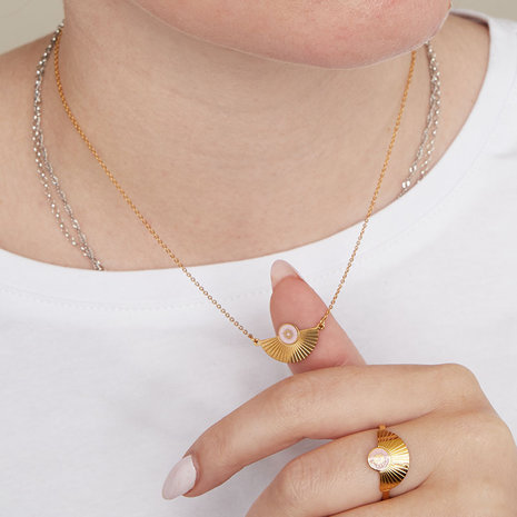 Delicate necklace Happiness|Gold pink