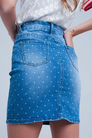 Denim skirt Happy Polka|Blue jeans|Dots