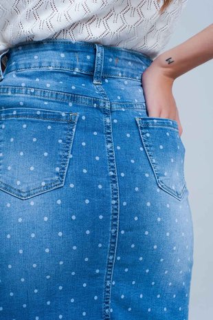 Denim skirt Happy Polka|Blue jeans|Dots