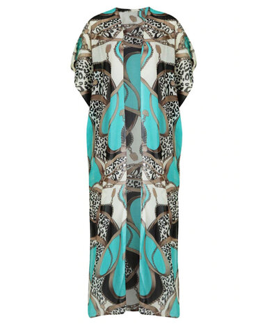 Beach dress Leo Love|Tunic kaftan|Leopard print|Blue beige