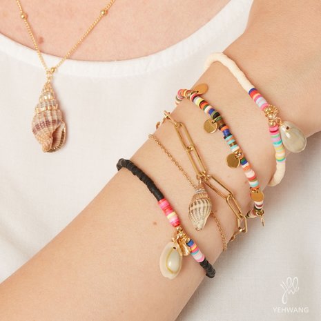 Bracelet Thick & Thin Seashell|Gold|Shell|Chain|Stainless steel