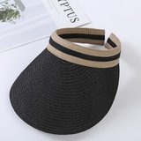 Sun visor Happy Me - Black summer hat for women- Beach hat_