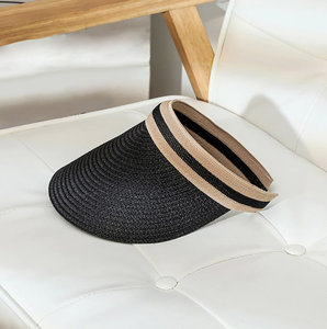 Sun visor Happy Me - Black summer hat for women- Beach hat